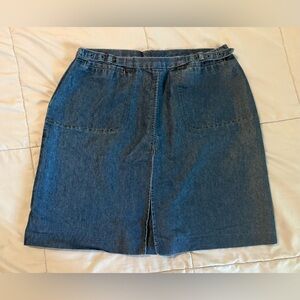Old Navy Skirt Women’s 4 S Soft Blue Denim Pockets Zipper Buckles Excellent EUC